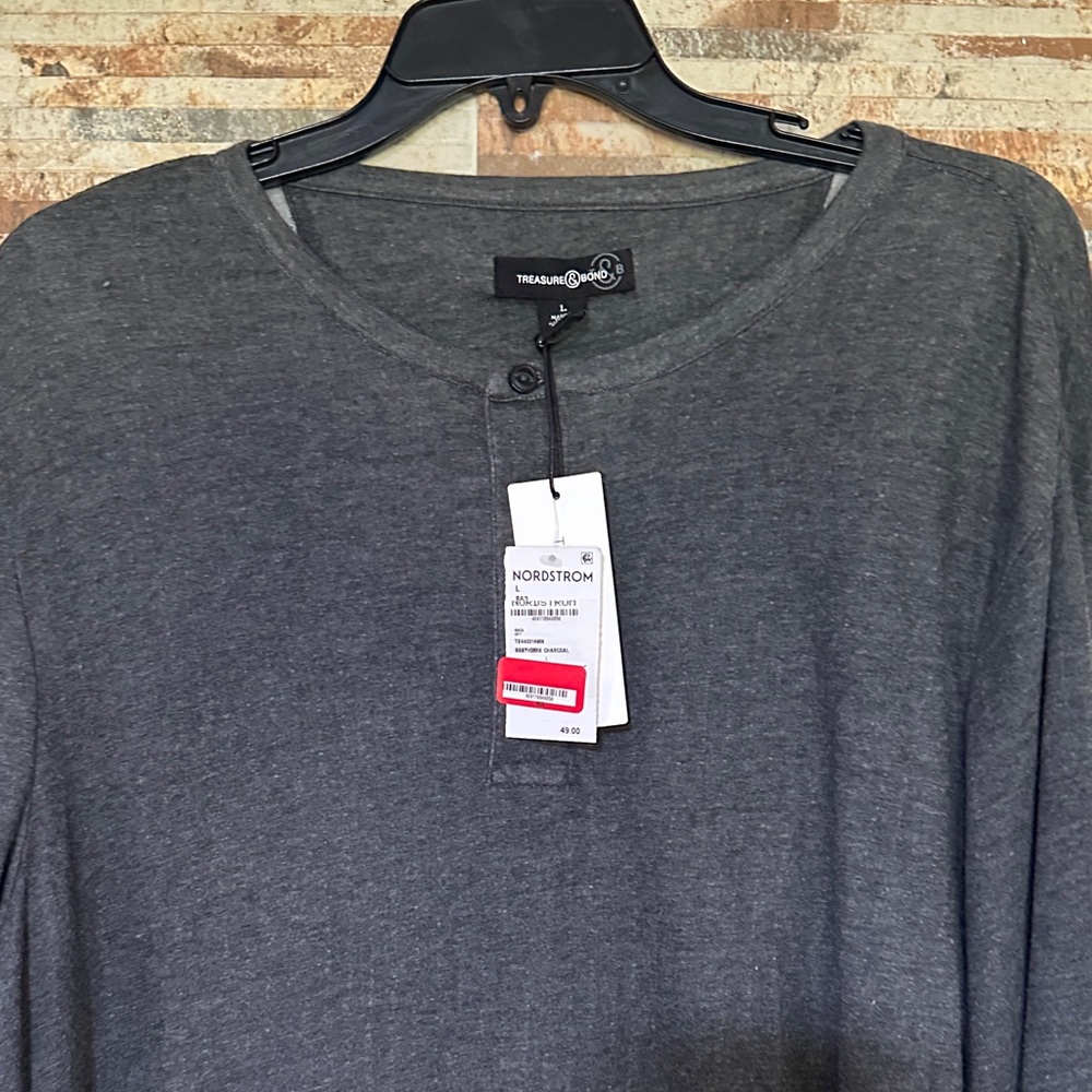 Treasure & Bond Dark Gray Long Sleeve Shirt - Picture 2 of 4